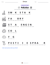 Pollution printable worksheet preview