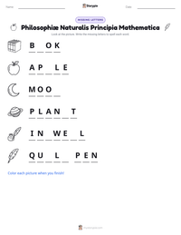 Philosophiæ Naturalis Principia Mathematica printable worksheet preview