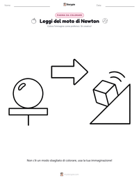 Pagina da colorare di Leggi del moto di Newton per bambini