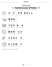 Newton's Laws of Motion printable worksheet preview