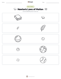 Newton's Laws of Motion printable worksheet preview