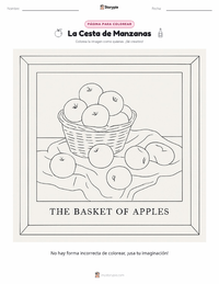 Página para colorear de La cesta de manzanas para niños