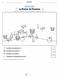 Aperçu de la feuille de travail imprimable Le Panier de pommes