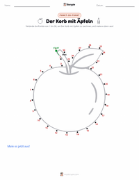 Der Korb mit Äpfeln druckbare Arbeitsblatt Vorschau