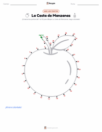 Vista previa de la hoja de trabajo imprimible de La cesta de manzanas