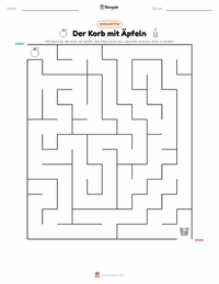 Der Korb mit Äpfeln druckbare Arbeitsblatt Vorschau