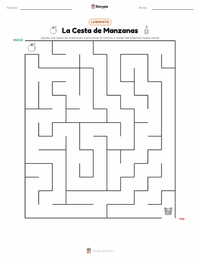 Vista previa de la hoja de trabajo imprimible de La cesta de manzanas