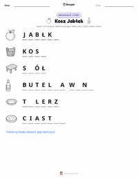 Podgląd drukowalnego arkusza ćwiczeń Kosz z jabłkami