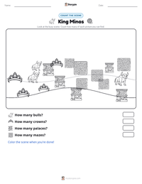 King Minos printable worksheet preview