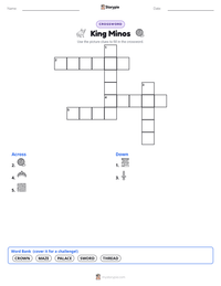 King Minos printable worksheet preview