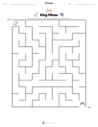 King Minos printable worksheet preview