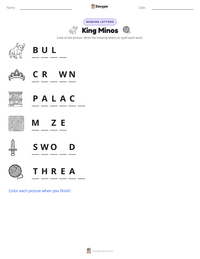 King Minos printable worksheet preview