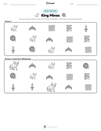 King Minos printable worksheet preview