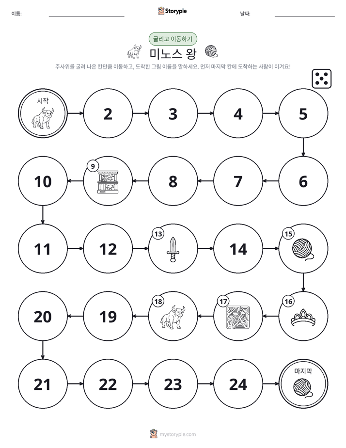 주사위 굴리고 이동하기 게임