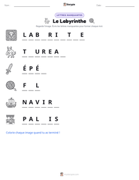 Aperçu de la feuille de travail imprimable Le Labyrinthe