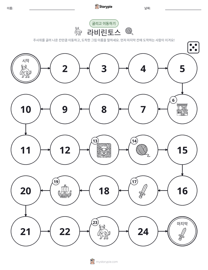 주사위 굴리고 이동하기 게임