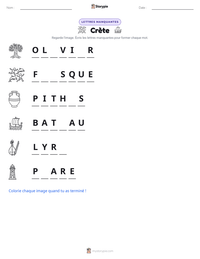 Aperçu de la feuille de travail imprimable Crète