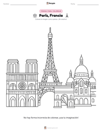 Vista previa de la hoja de trabajo imprimible de París, Francia