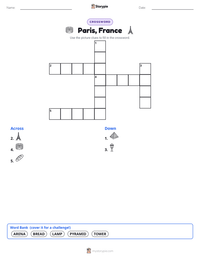 Paris, France printable worksheet preview