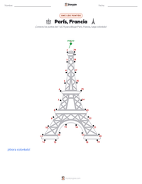 Vista previa de la hoja de trabajo imprimible de París, Francia
