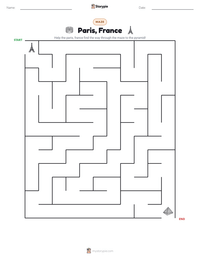 Paris, France printable worksheet preview