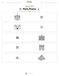 Aperçu de la feuille de travail imprimable Paris, France