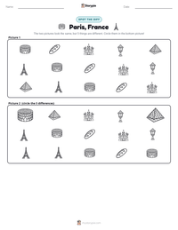 Paris, France printable worksheet preview