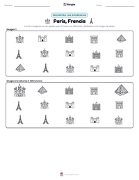 Vista previa de la hoja de trabajo imprimible de París, Francia