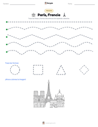 Vista previa de la hoja de trabajo imprimible de París, Francia