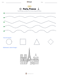 Aperçu de la feuille de travail imprimable Paris, France