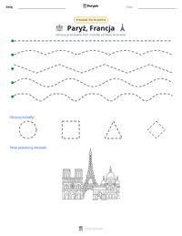 Podgląd drukowalnego arkusza ćwiczeń Paryż, Francja