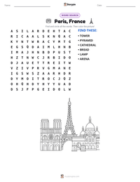 Paris, France printable worksheet preview