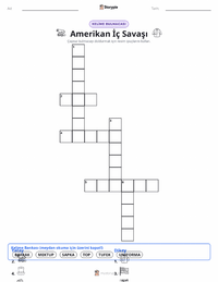 Amerikan İç Savaşı yazdırılabilir çalışma sayfası önizlemesi