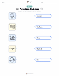 American Civil War printable worksheet for kids