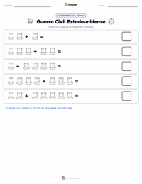 Vista previa de la hoja de trabajo imprimible de Guerra de Secesión