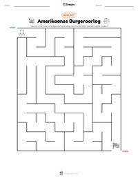Amerikaanse Burgeroorlog afdrukbare werkblad voorbeeld
