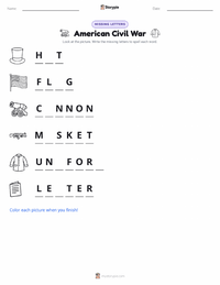 American Civil War printable worksheet preview
