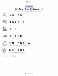 Amerikan İç Savaşı yazdırılabilir çalışma sayfası önizlemesi