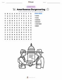 Amerikaanse Burgeroorlog afdrukbare werkblad voorbeeld