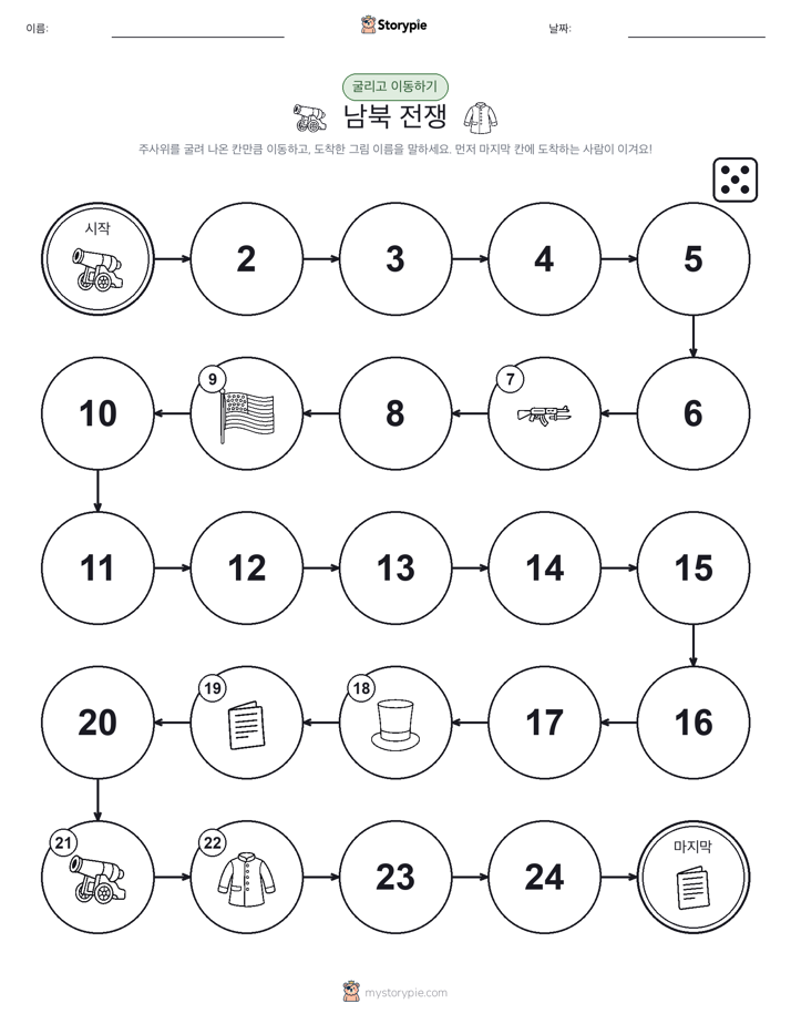 주사위 굴리고 이동하기 게임