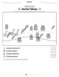 Vista previa de la hoja de trabajo imprimible de Harriet Tubman
