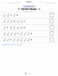 Harriet Tubman yazdırılabilir çalışma sayfası önizlemesi