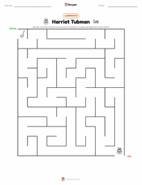 Vista previa de la hoja de trabajo imprimible de Harriet Tubman