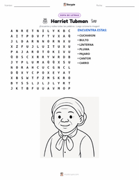 Vista previa de la hoja de trabajo imprimible de Harriet Tubman