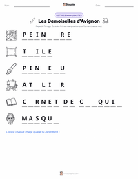 Aperçu de la feuille de travail imprimable Les Demoiselles d’Avignon