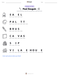 Paul Gauguin printable worksheet preview