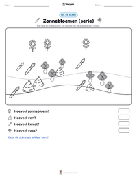Zonnebloemen (serie) afdrukbare werkblad voorbeeld