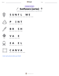 Sunflowers (series) printable worksheet preview