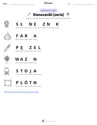 Podgląd drukowalnego arkusza ćwiczeń Słoneczniki (seria)