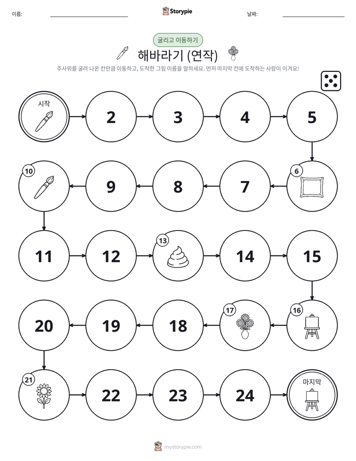 주사위 굴리고 이동하기 게임